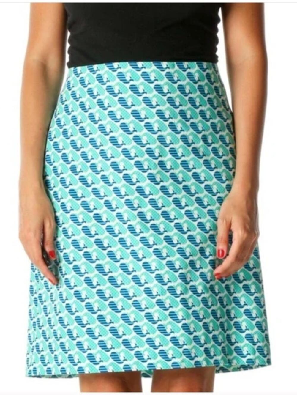 Talbots Whale Print Pencil Skirt Womens Size 6 Petite Teal Blue Novelty Career